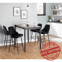 Lumisource B25-MARCEL BKVBK2 Marcel Contemporary Counter Stool in Black Metal and Black Velvet - Set of 2